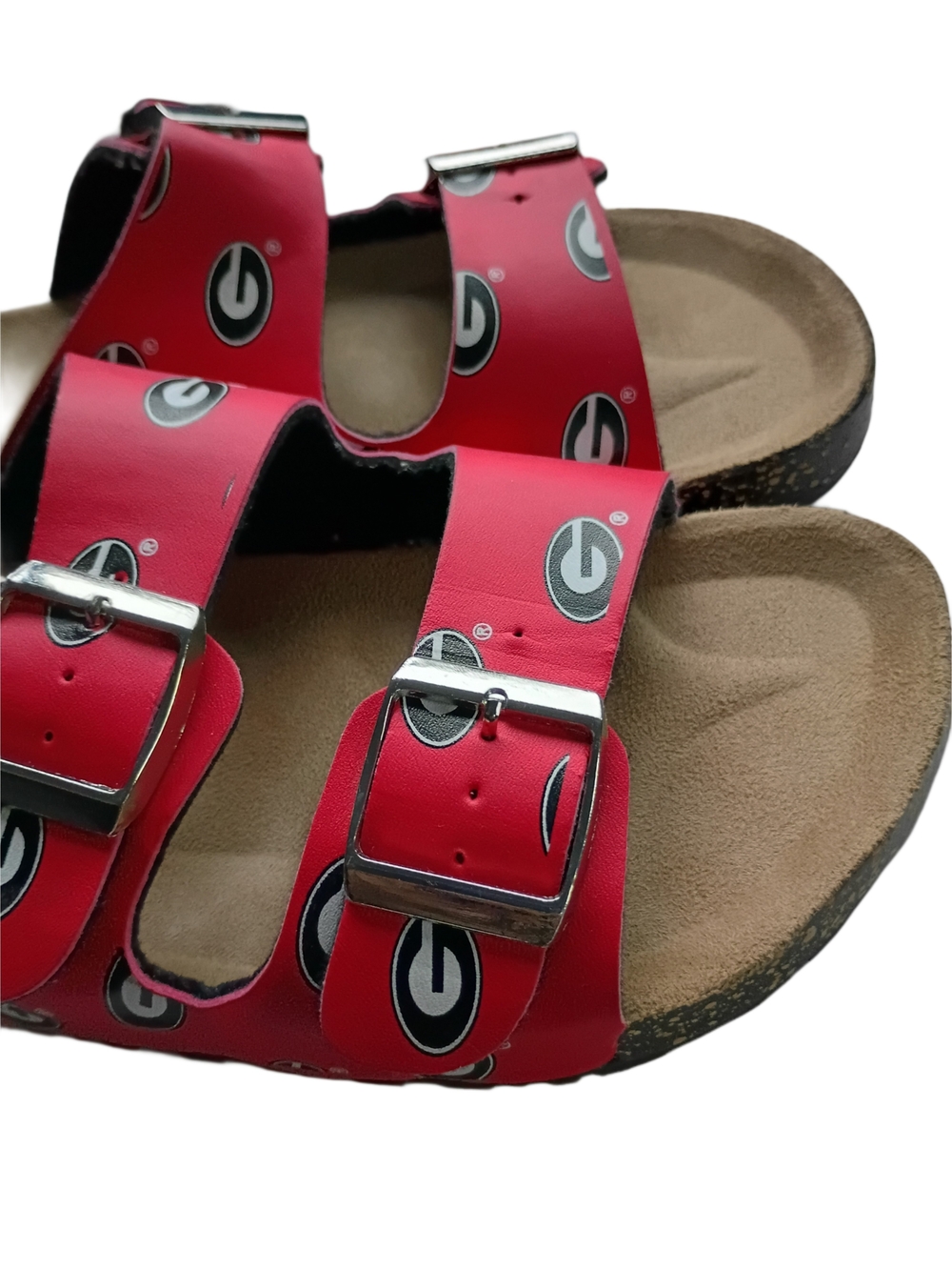 Double-Buckle Cork Sandals with UGA Bulldogs Logo
